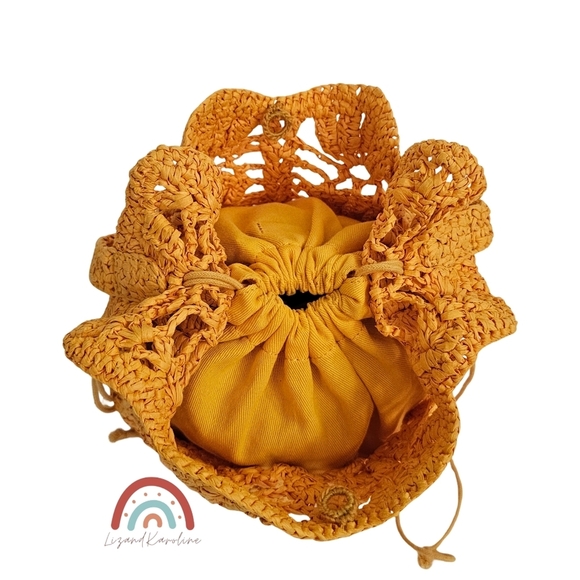 New! J. Crew Small Handknotted Faux Raffia Bucket Bag with Crochet Cherries - Picture 9 of 16